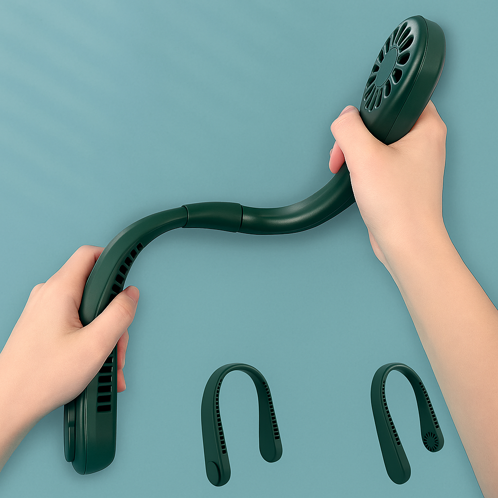 Ventilator portabil pentru gat, Zola, fara fir,  flexibil, 3 viteze, reincarcabil,  20.35 X 18.45 x 5.73 cm, verde Ventilator portabil pentru gat, Zola, fara fir,  flexibil, 3 viteze, reincarcabil,  20.35 X 18.45 x 5.73 cm, verde